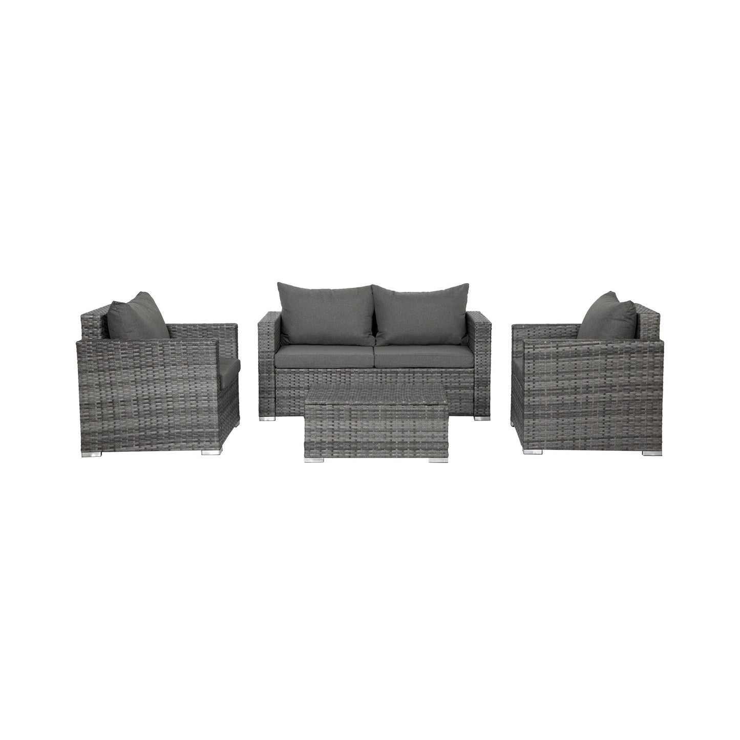 Ensemble de meubles de jardin Landon 4 pièces en osier avec coussins