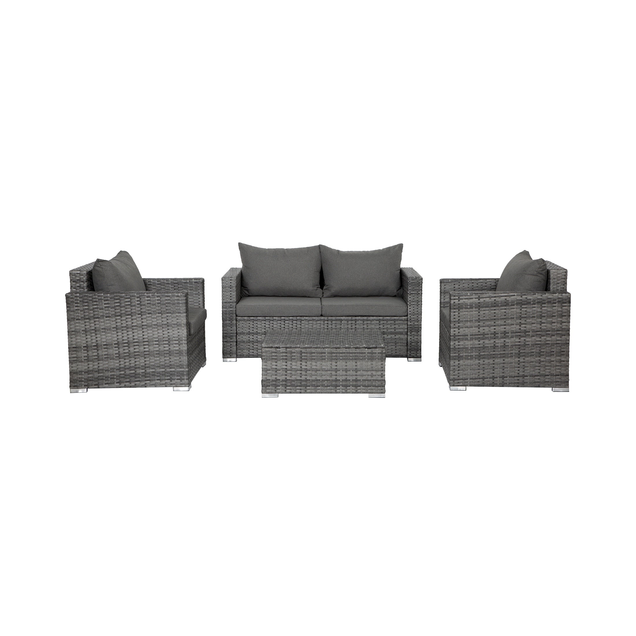 Ensemble de meubles de jardin Landon 4 pièces en osier avec coussins