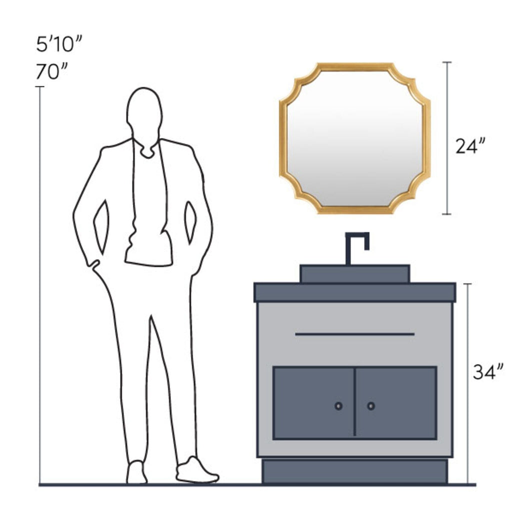 Miroir mural festonné doré Livabliss Lannie - 24H x 24L