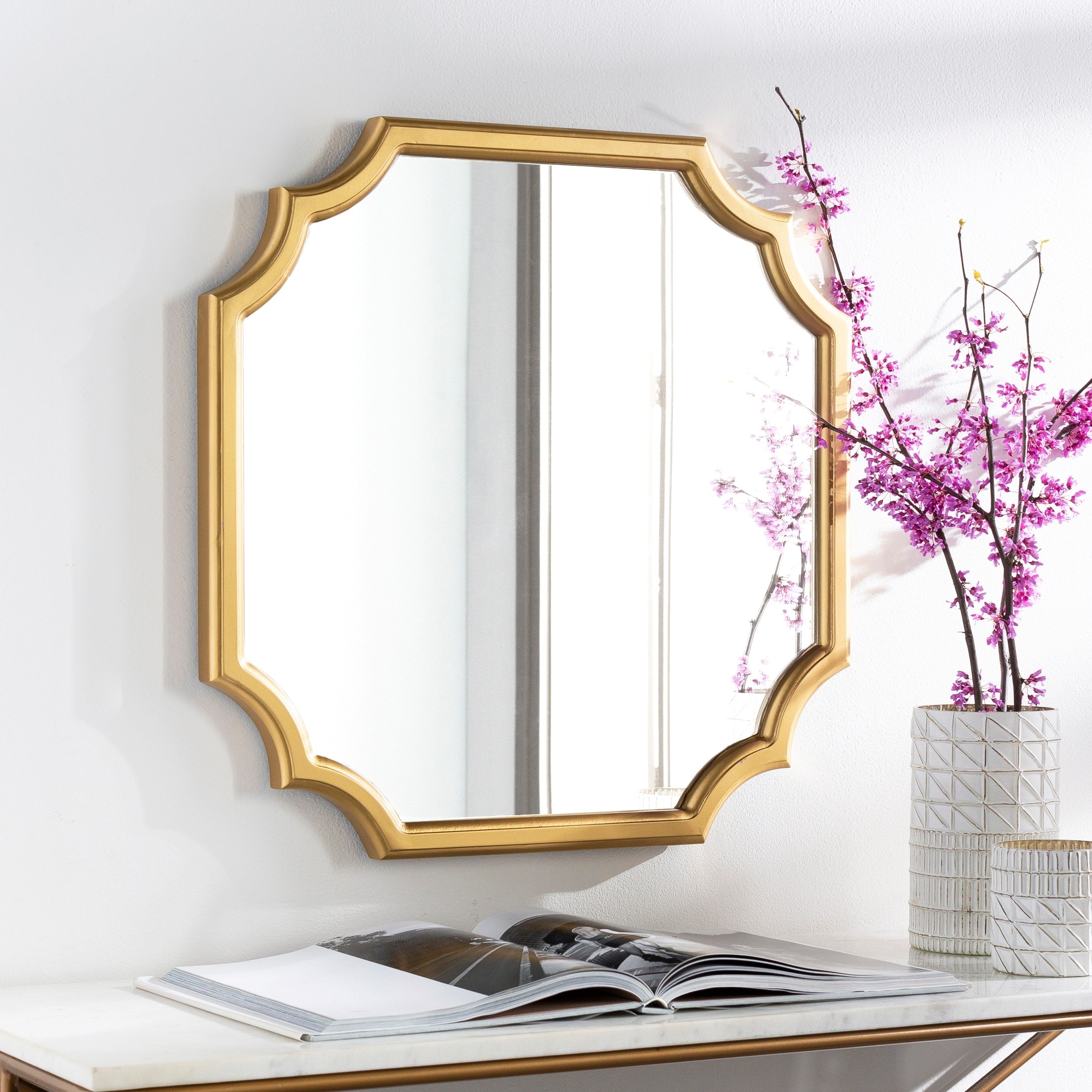Miroir mural festonné doré Livabliss Lannie - 24H x 24L