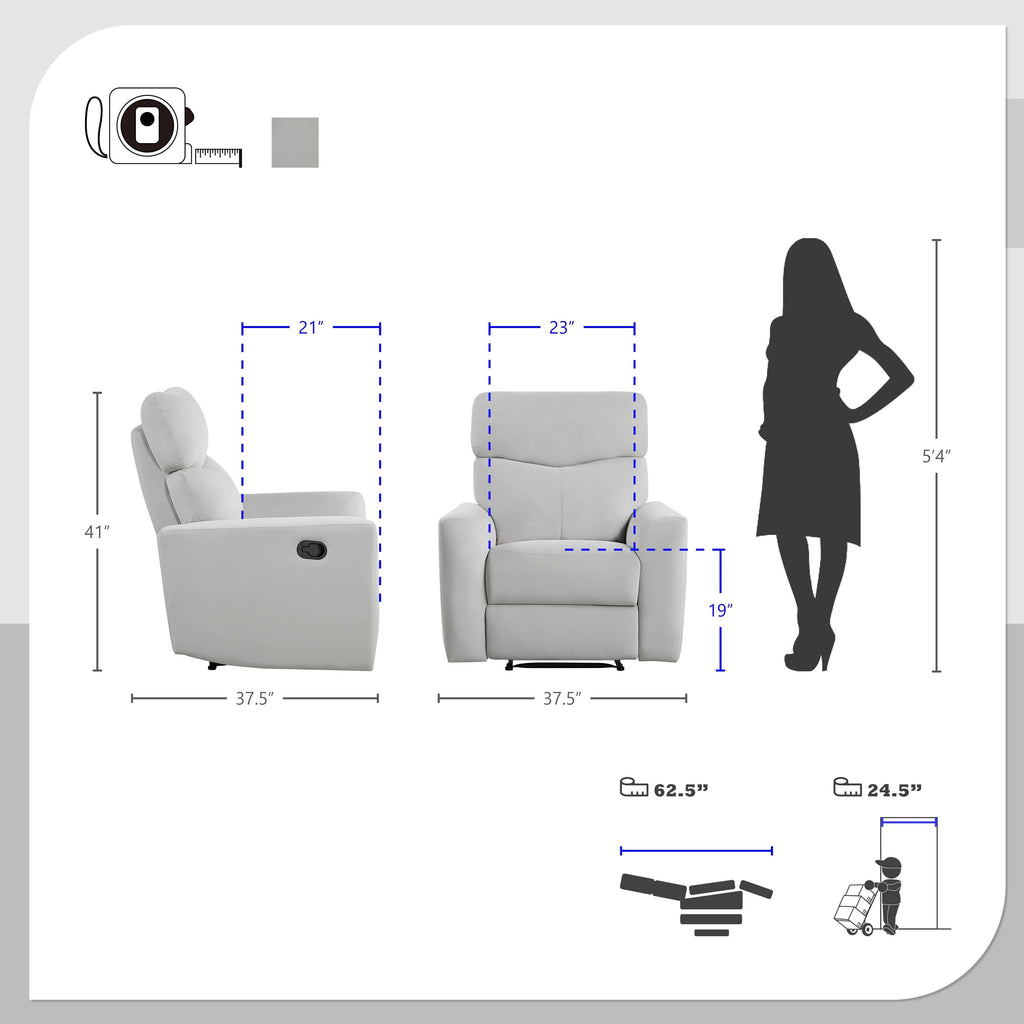 Fauteuil inclinable manuel en velours Lantham