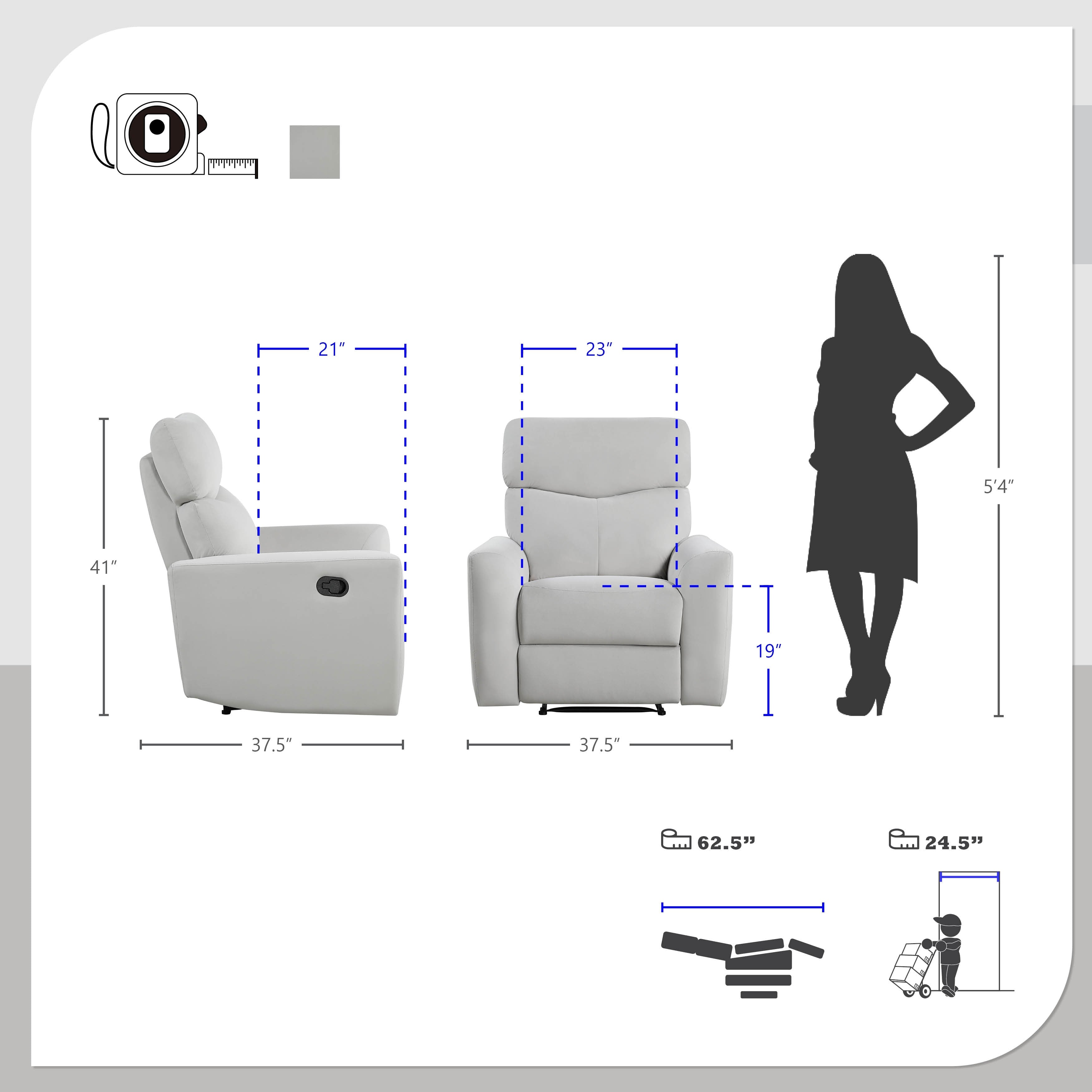 Fauteuil inclinable manuel en velours Lantham