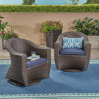 Chaise pivotante d'extérieur en osier Larchmont (lot de 2) par Christopher Knight Home