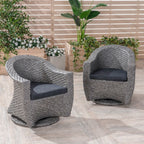 Chaise pivotante d'extérieur en osier Larchmont (lot de 2) par Christopher Knight Home