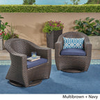Chaise pivotante d'extérieur en osier Larchmont (lot de 2) par Christopher Knight Home