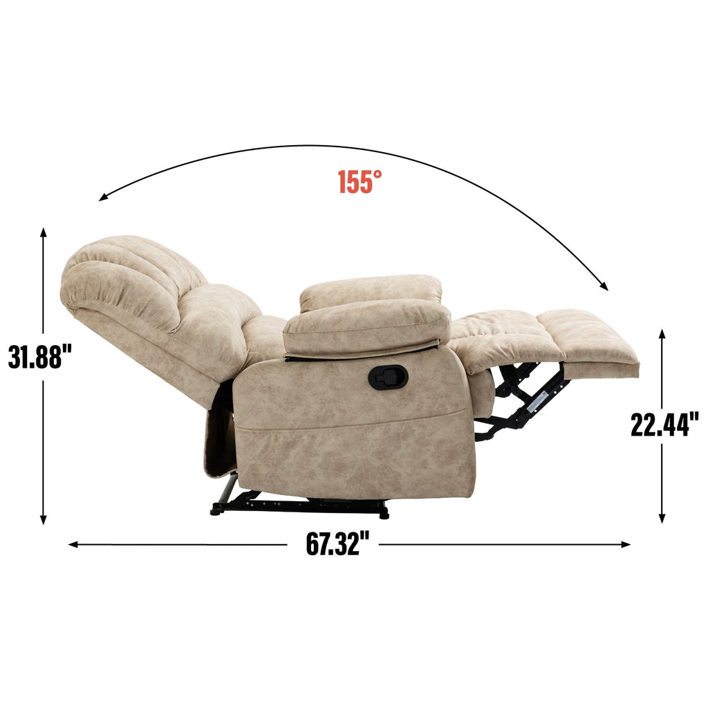 Grand fauteuil inclinable manuel en tissu pour salon