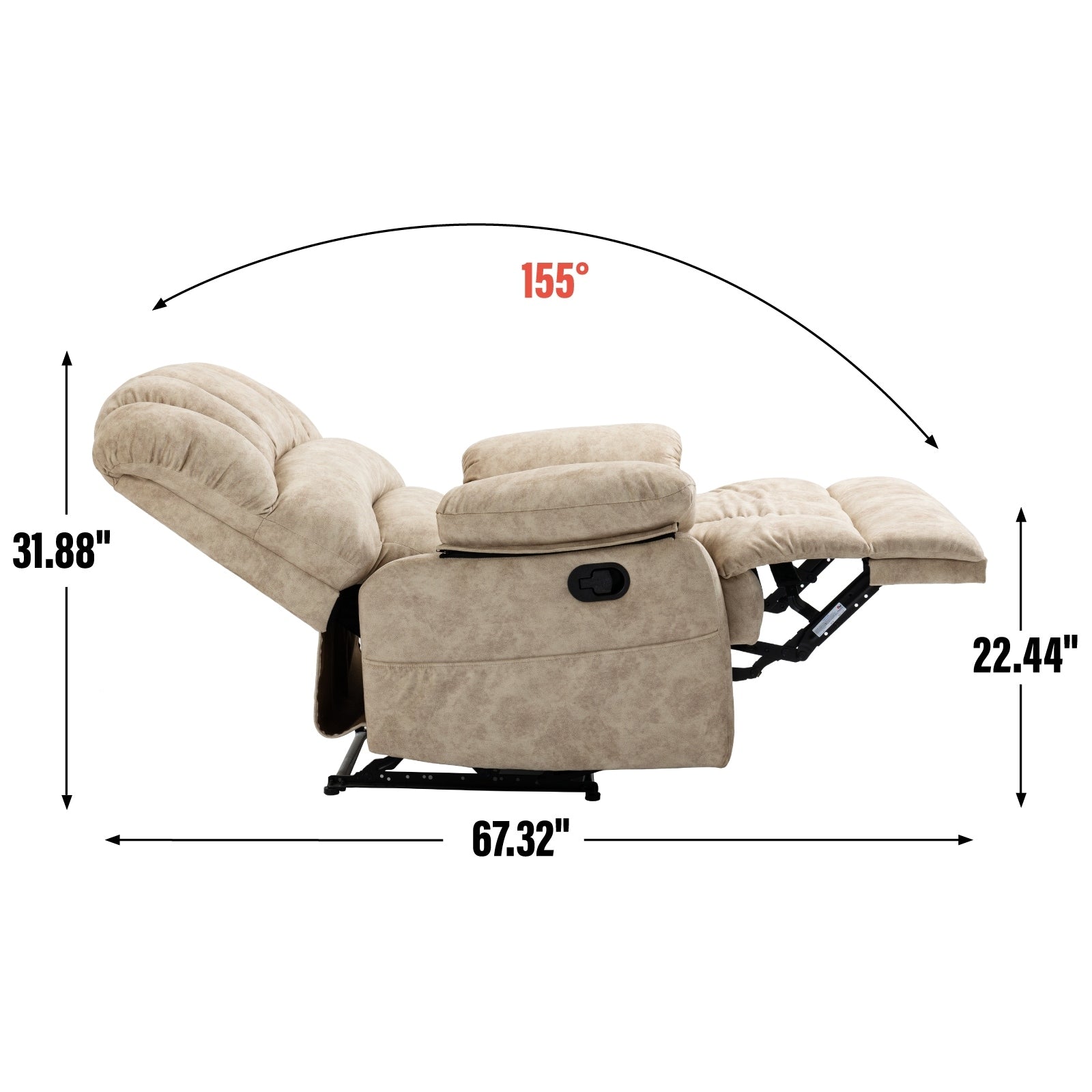 Grand fauteuil inclinable manuel en tissu pour salon