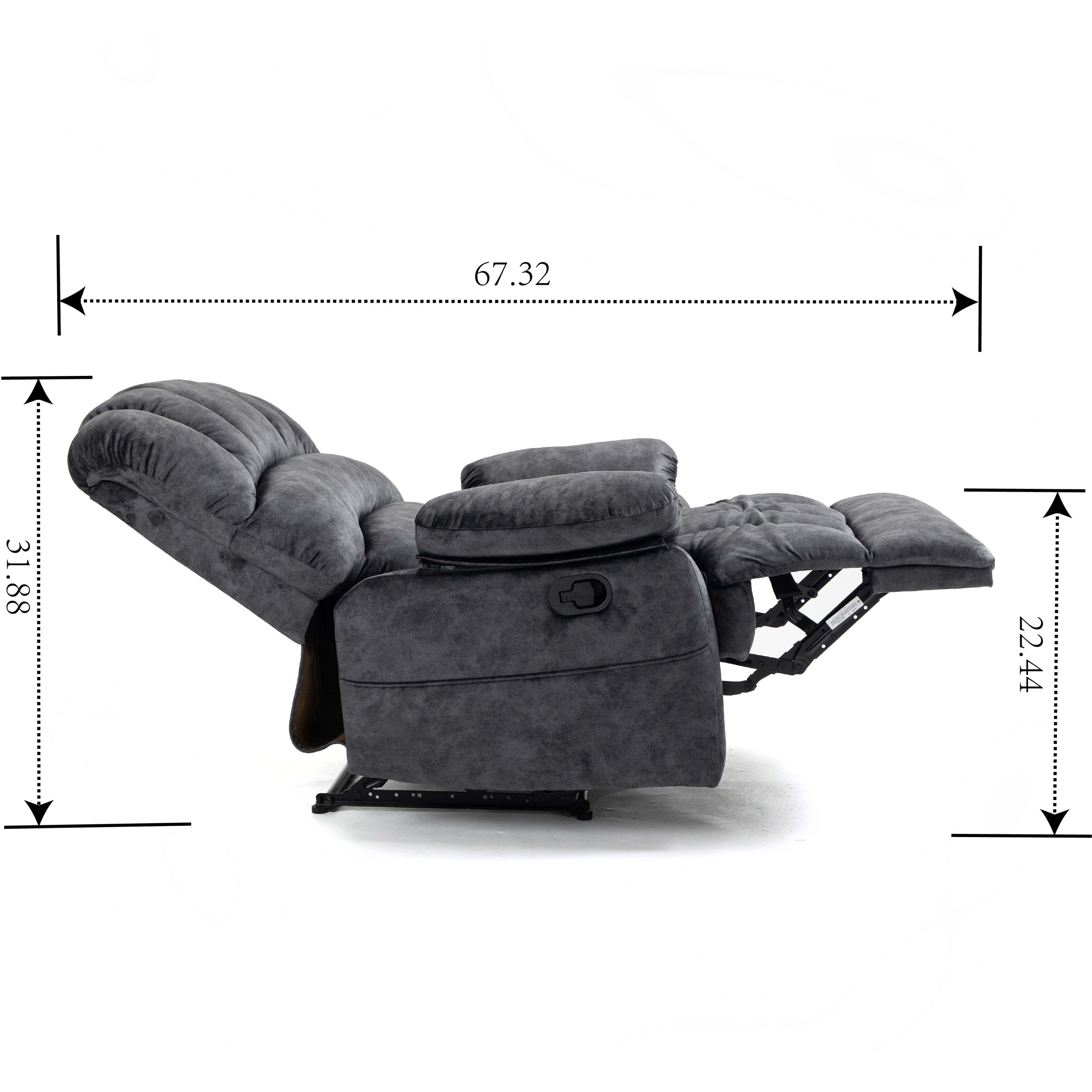 Grand fauteuil inclinable manuel en tissu pour salon