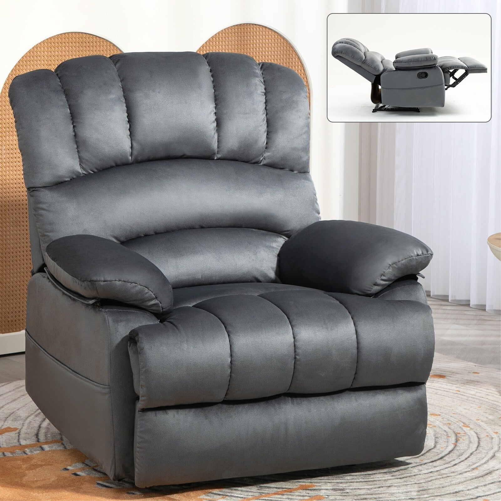 Grand fauteuil inclinable manuel en tissu pour salon