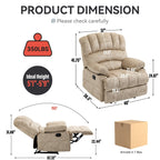 Grand fauteuil inclinable manuel en tissu pour salon