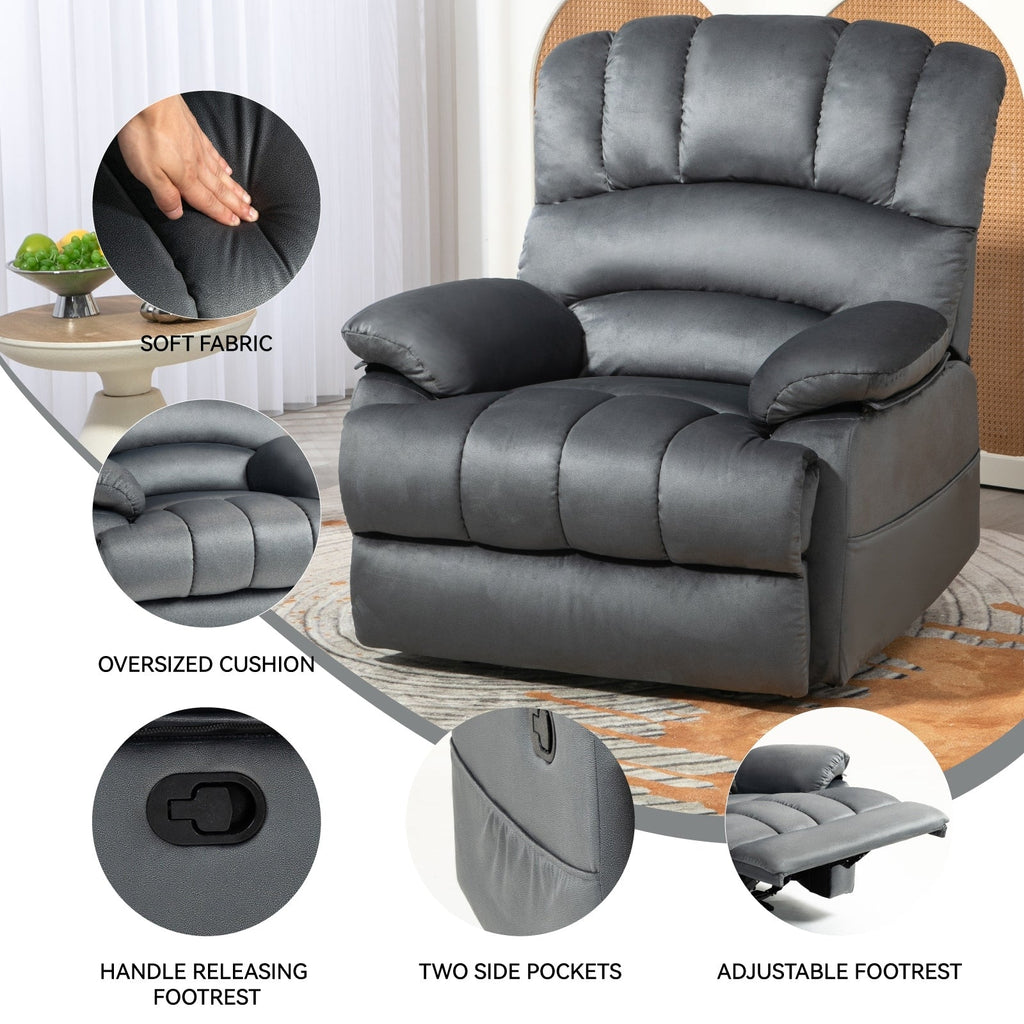 Grand fauteuil inclinable manuel en tissu pour salon