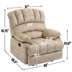 Grand fauteuil inclinable manuel en tissu pour salon