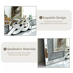 Grand miroir mural emboîtable avec perles de cristal rectangulaires