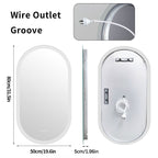 Grand miroir mural de salle de bain ovale sans cadre à LED, rétroéclairé à 3 niveaux, antibuée