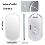 Grand miroir mural de salle de bain ovale sans cadre à LED, rétroéclairé à 3 niveaux, antibuée