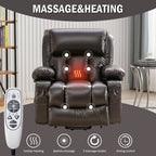 Fauteuil de massage électrique de grande taille pour personnes âgées, avec fonctions de chauffage et de vibration, cuir PU, port USB, réglable