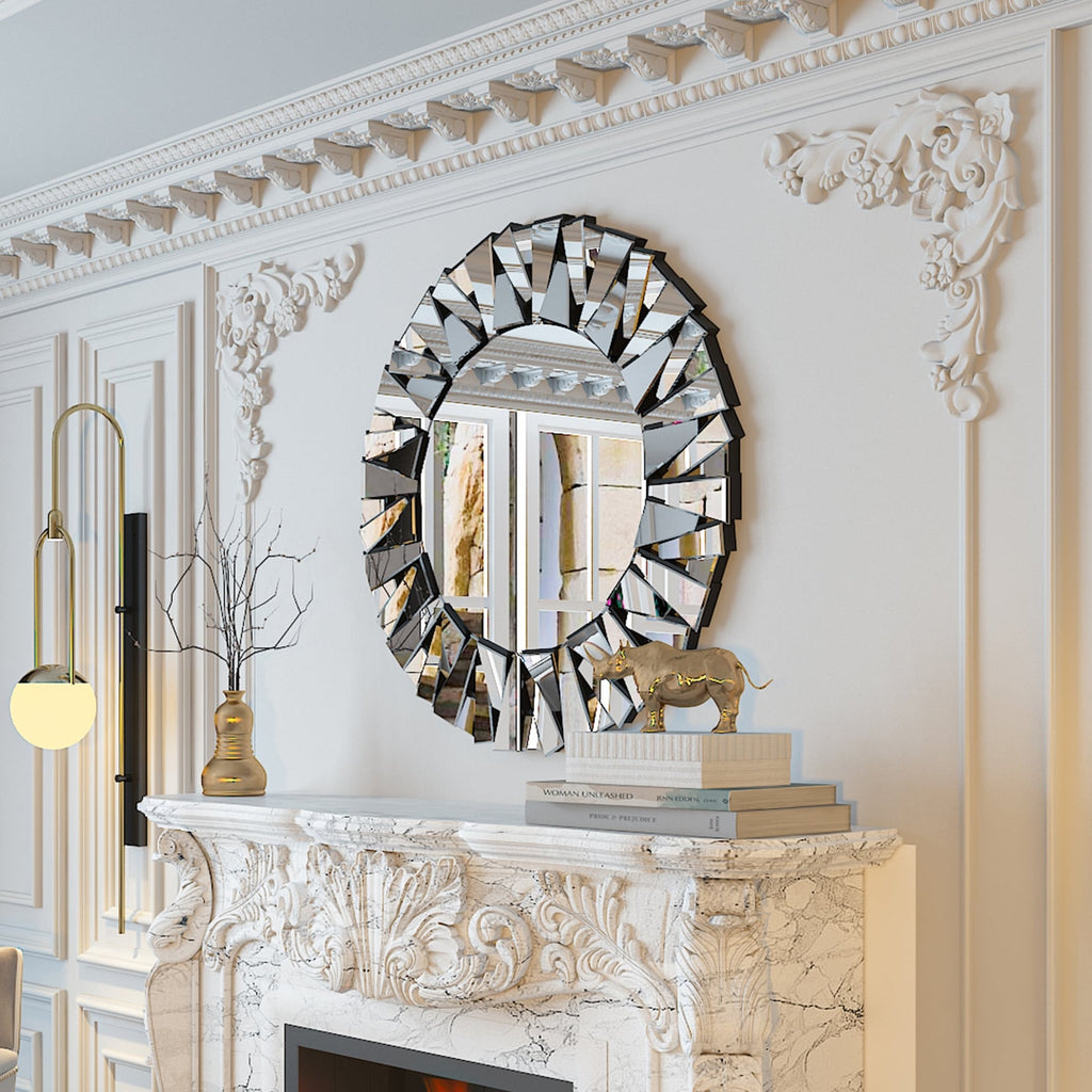 Grands miroirs décoratifs ronds, miroirs muraux en verre artistique, miroirs d'appoint - 32 po L x 32 po H