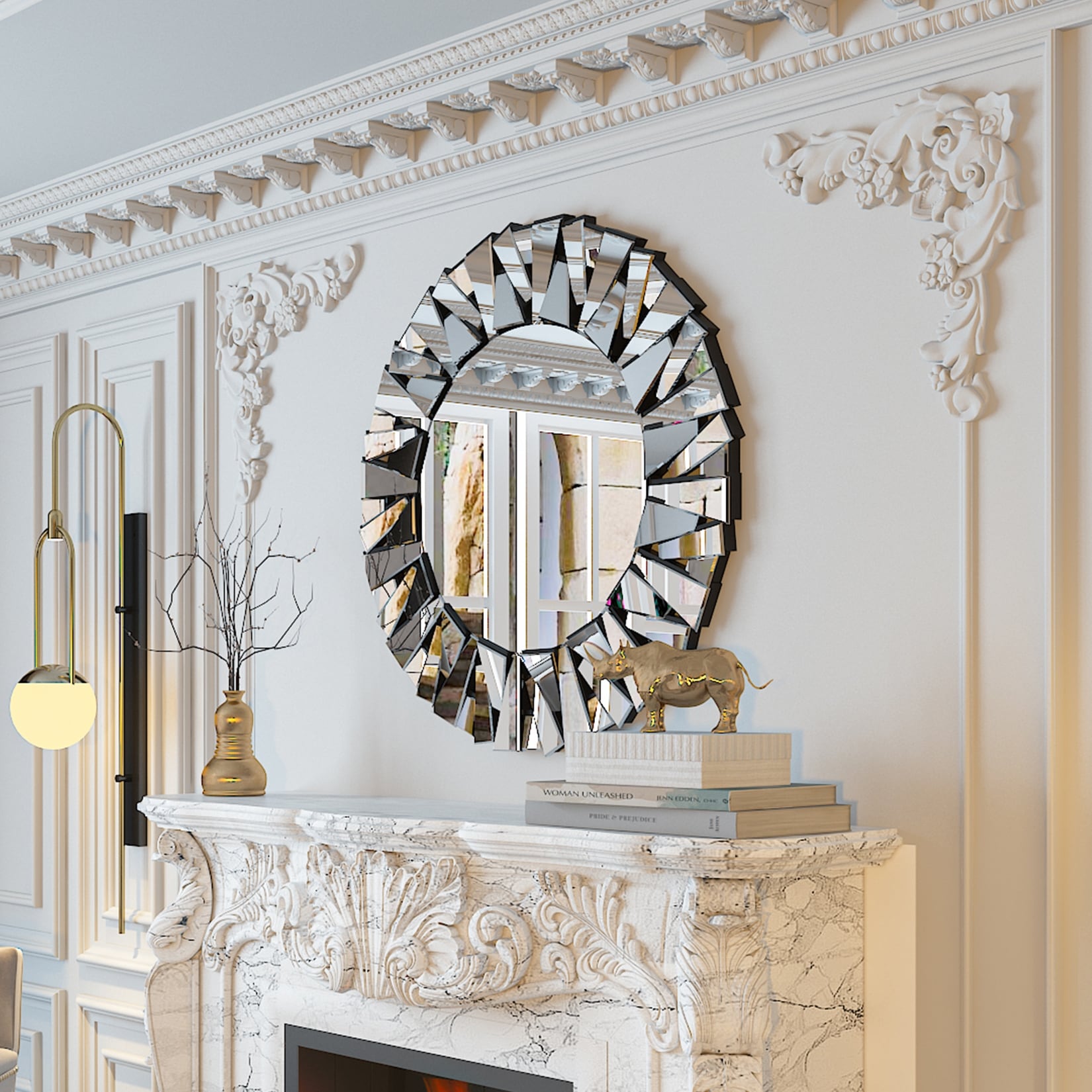 Grands miroirs décoratifs ronds, miroirs muraux en verre artistique, miroirs d'appoint - 32 po L x 32 po H