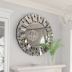 Grands miroirs décoratifs ronds, miroirs muraux en verre artistique, miroirs d'appoint - 32 po L x 32 po H