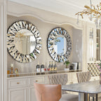 Grands miroirs décoratifs ronds, miroirs muraux en verre artistique, miroirs d'appoint - 32 po L x 32 po H