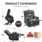 Fauteuil inclinable électrique à deux moteurs de grande taille avec massage en 8 points, chauffage lombaire, ports USB et poches latérales
