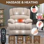 Fauteuil inclinable électrique à deux moteurs de grande taille avec massage en 8 points, chauffage lombaire, ports USB et poches latérales