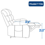Fauteuil inclinable électrique à deux moteurs de grande taille avec massage en 8 points, chauffage lombaire, ports USB et poches latérales