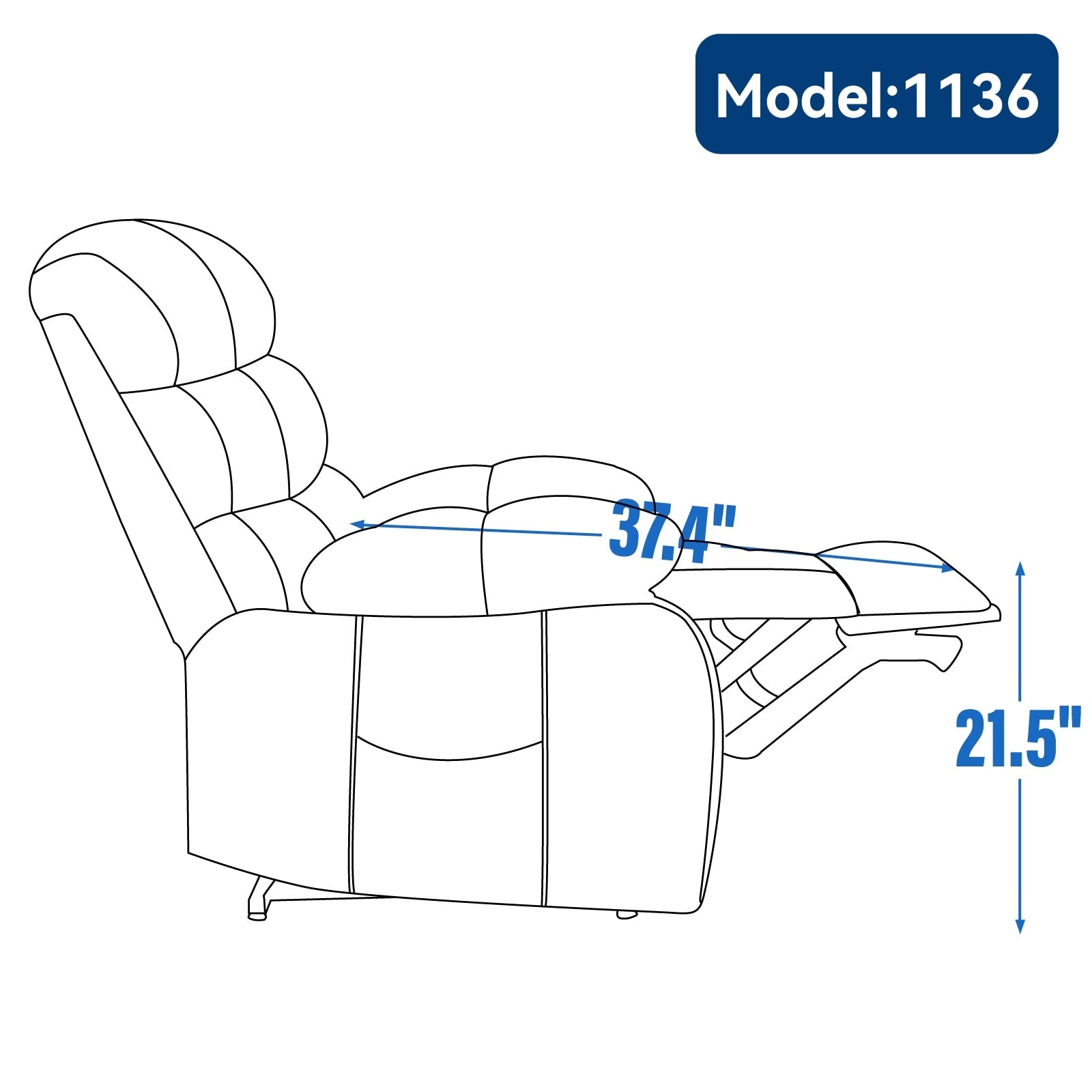 Fauteuil inclinable électrique à deux moteurs de grande taille avec massage en 8 points, chauffage lombaire, ports USB et poches latérales