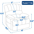 Fauteuil inclinable électrique à deux moteurs de grande taille avec massage en 8 points, chauffage lombaire, ports USB et poches latérales