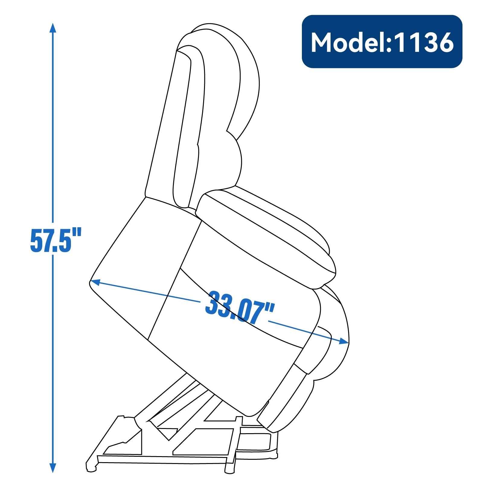 Fauteuil inclinable électrique à deux moteurs de grande taille avec massage en 8 points, chauffage lombaire, ports USB et poches latérales