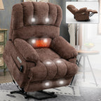 Fauteuil inclinable électrique à deux moteurs de grande taille avec massage en 8 points, chauffage lombaire, ports USB et poches latérales