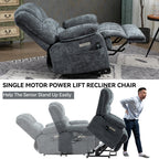 Fauteuil inclinable électrique à deux moteurs de grande taille avec massage en 8 points, chauffage lombaire, ports USB et poches latérales