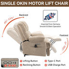 Fauteuil inclinable électrique à deux moteurs de grande taille avec massage en 8 points, chauffage lombaire, ports USB et poches latérales