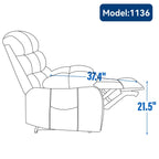 Fauteuil inclinable électrique à deux moteurs de grande taille avec massage en 8 points, chauffage lombaire, ports USB et poches latérales