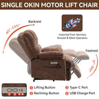 Fauteuil inclinable électrique à deux moteurs de grande taille avec massage en 8 points, chauffage lombaire, ports USB et poches latérales