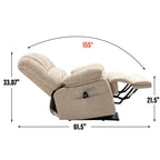 Fauteuil inclinable électrique à deux moteurs de grande taille avec massage en 8 points, chauffage lombaire, ports USB et poches latérales