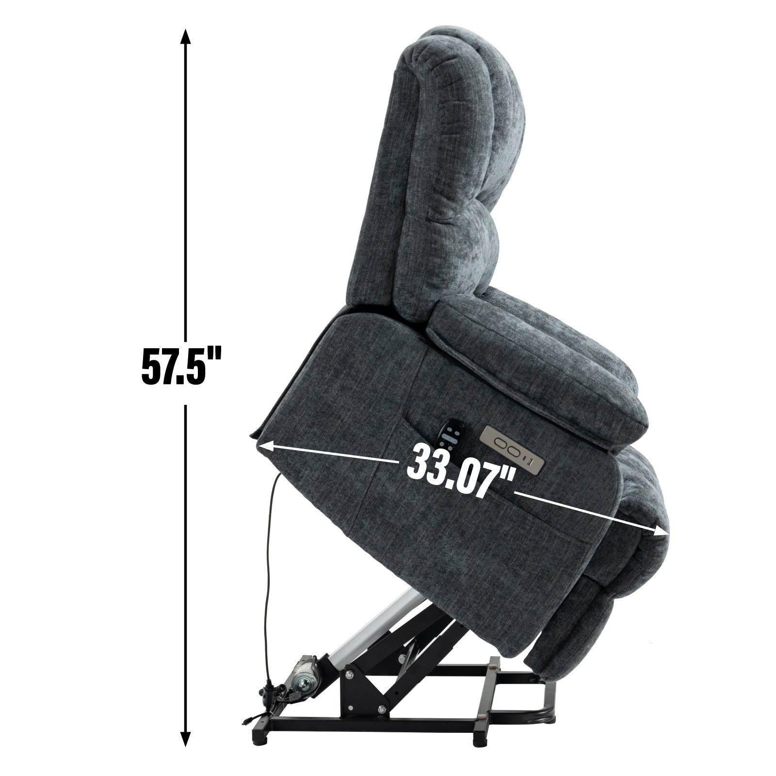 Fauteuil inclinable électrique à deux moteurs de grande taille avec massage en 8 points, chauffage lombaire, ports USB et poches latérales