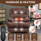 Fauteuil inclinable électrique à deux moteurs de grande taille avec massage en 8 points, chauffage lombaire, ports USB et poches latérales
