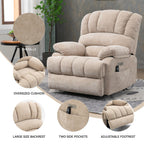 Fauteuil inclinable électrique à deux moteurs de grande taille avec massage en 8 points, chauffage lombaire, ports USB et poches latérales