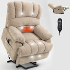 Fauteuil inclinable électrique à deux moteurs de grande taille avec massage en 8 points, chauffage lombaire, ports USB et poches latérales