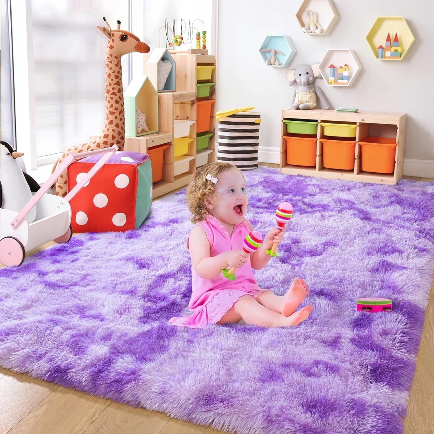 Tapis décoratif lavable de grande taille pour chambre d'enfant - 8' x 10'