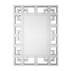 Grand miroir mural décoratif avec cadre géométrique argenté