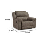 Fauteuil inclinable manuel surdimensionné Larson, similicuir marron, accoudoirs coussinés