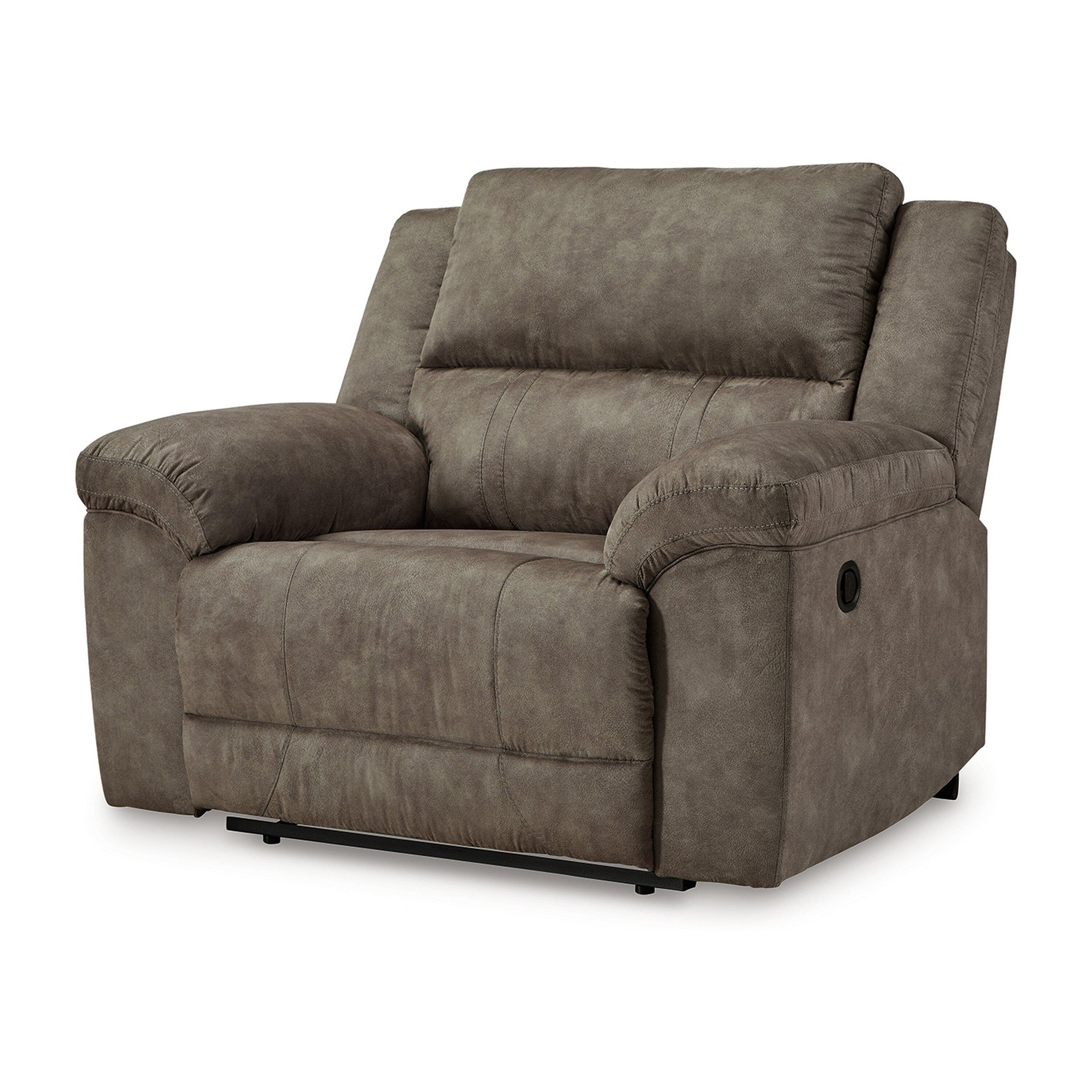 Fauteuil inclinable manuel surdimensionné Larson, similicuir marron, accoudoirs coussinés