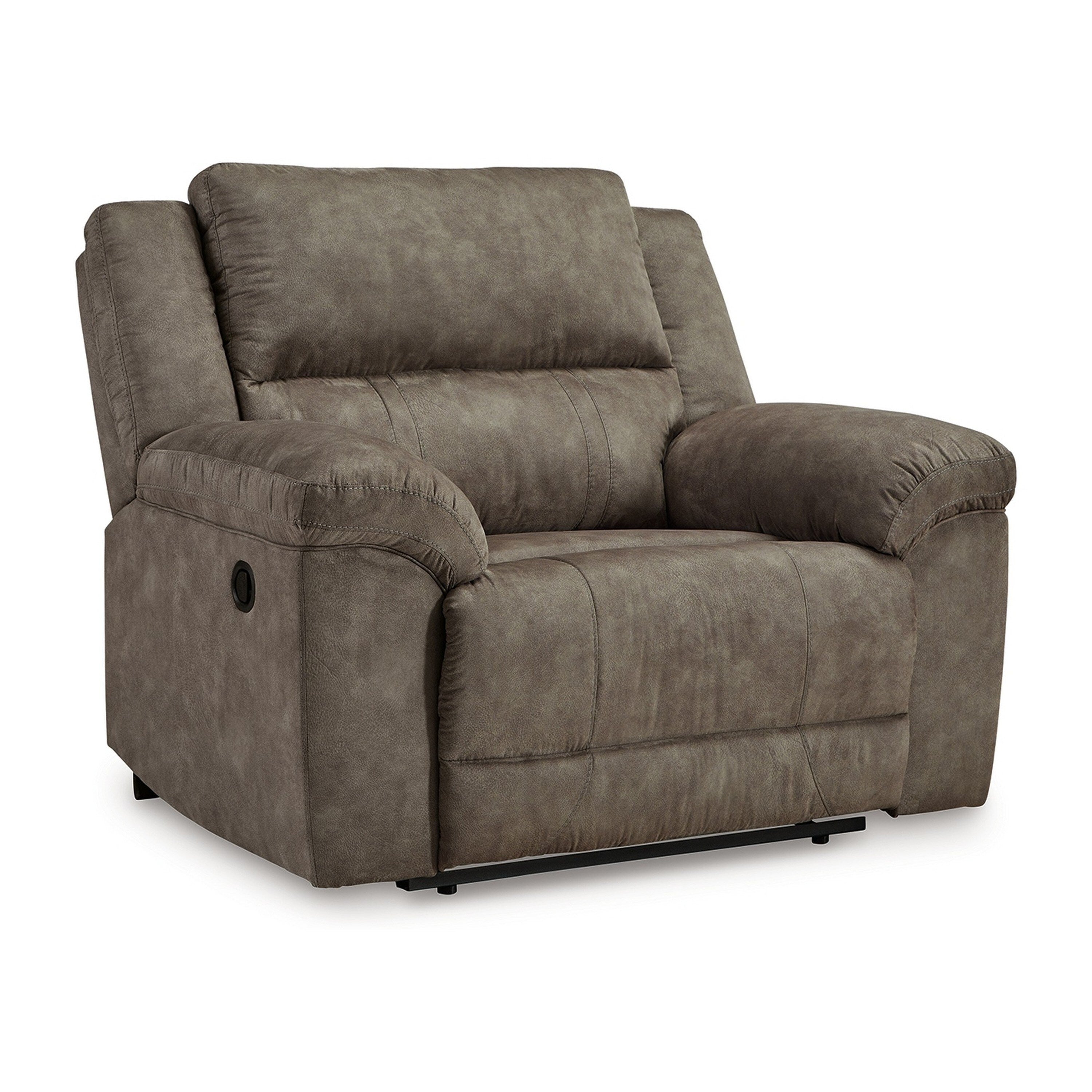 Fauteuil inclinable manuel surdimensionné Larson, similicuir marron, accoudoirs coussinés