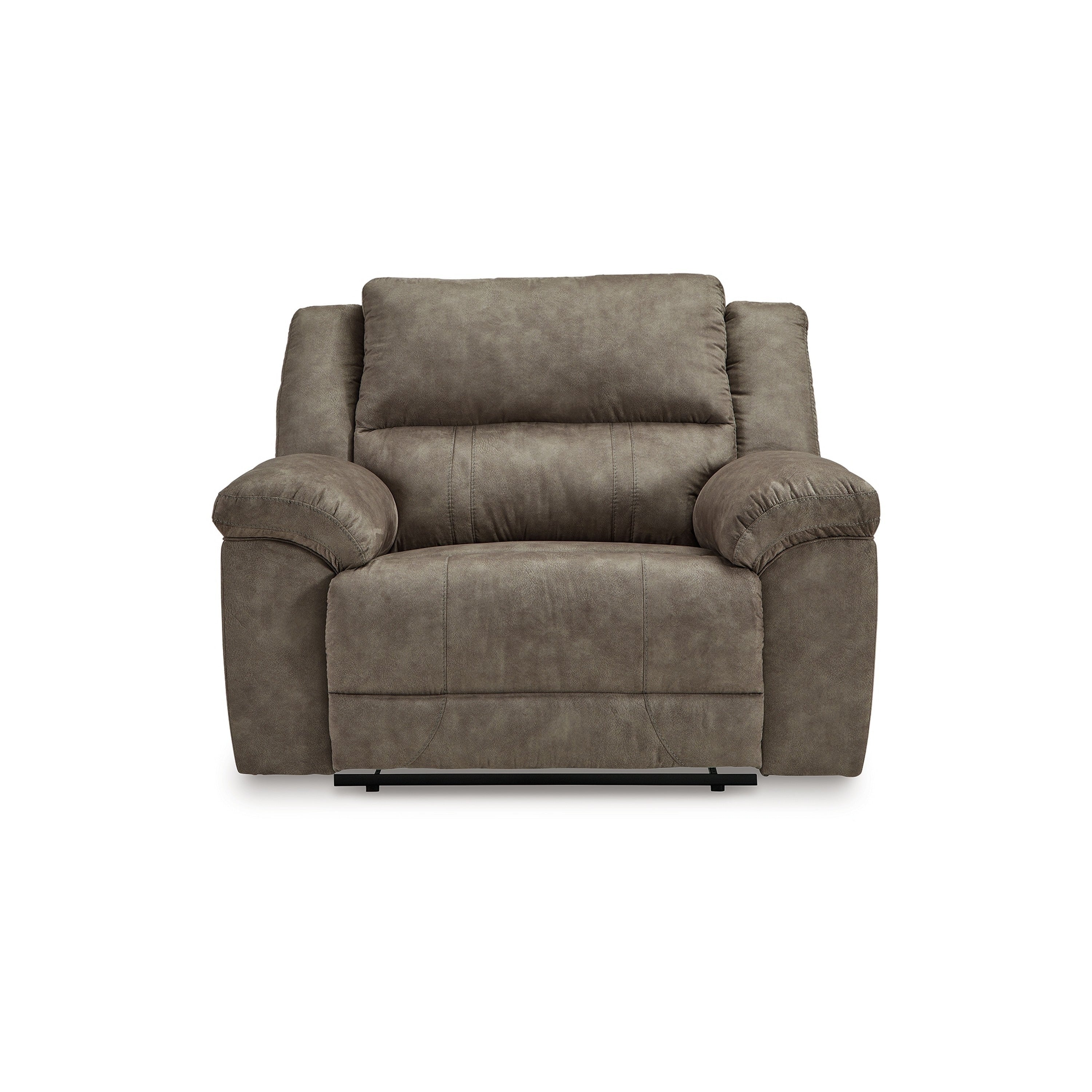Fauteuil inclinable manuel surdimensionné Larson, similicuir marron, accoudoirs coussinés