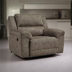 Fauteuil inclinable manuel surdimensionné Larson, similicuir marron, accoudoirs coussinés