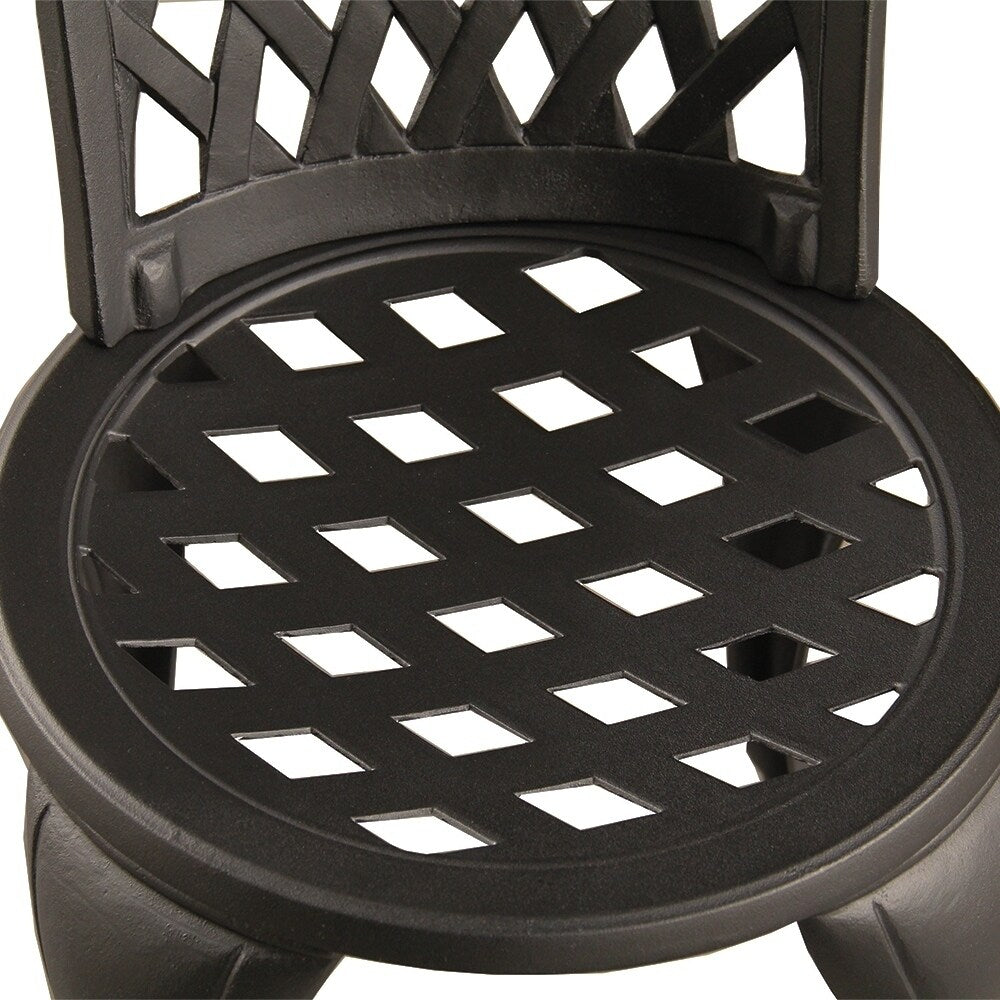 Ensemble bistro 3 pièces pour patio extérieur en treillis, couleur sable noir