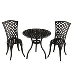 Ensemble bistro 3 pièces pour patio extérieur en treillis, couleur sable noir