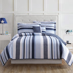 Ensemble de courtepointe 3 pièces My World Mason Stripe avec coussin décoratif en prime
